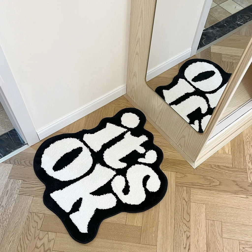 "It's OK" Black and White Rug