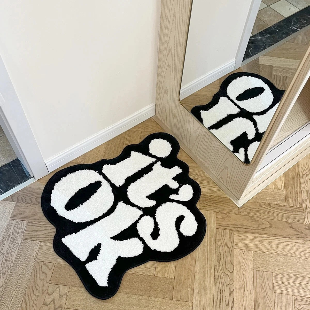 "It's OK" Black and White Rug