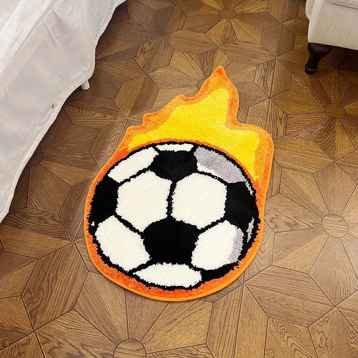 Fire Soccer Ball Rug
