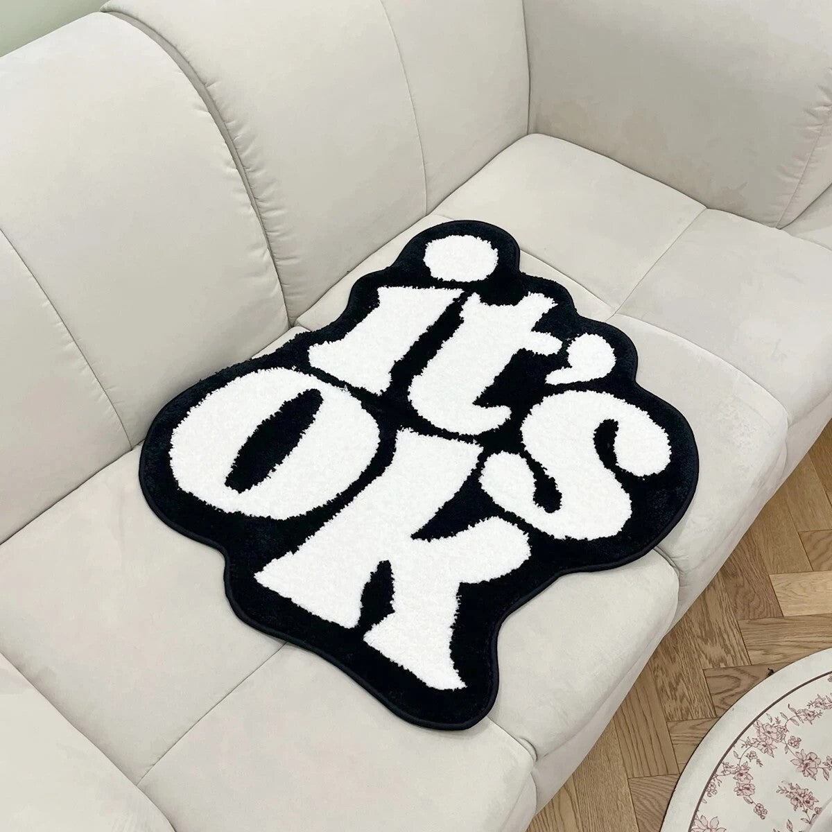 "It's OK" Black and White Rug