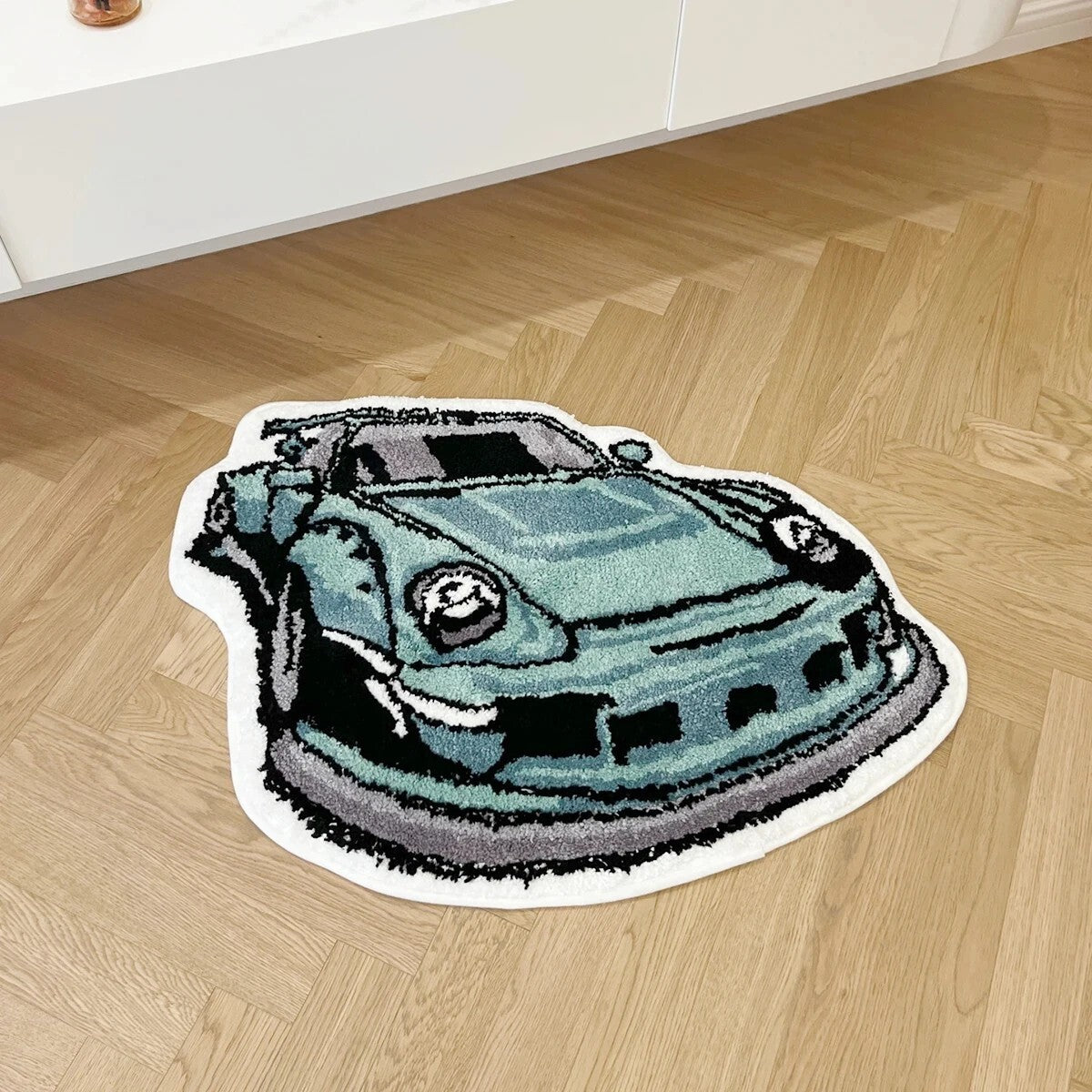 Green 911 Sports Car Rug