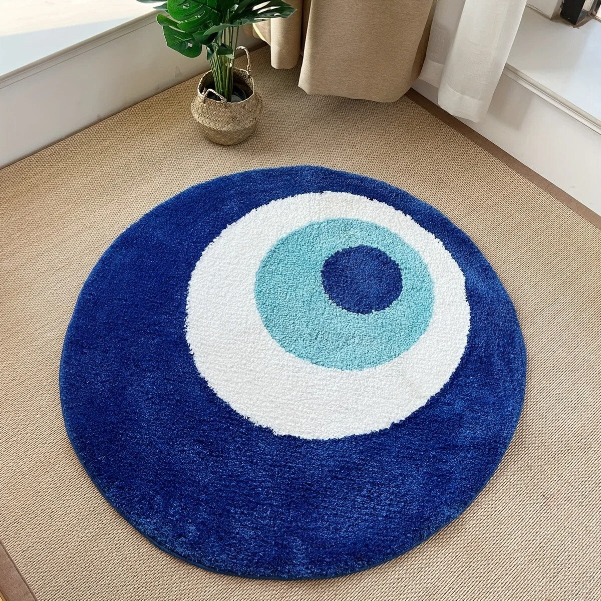 Blue Evil Eye Round Rug