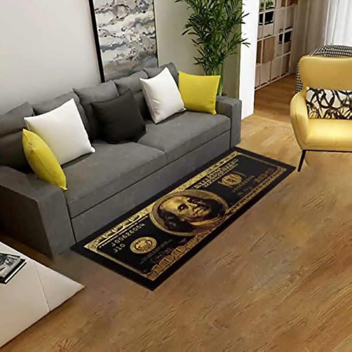 Golden Hundred Dollar Bill Rug