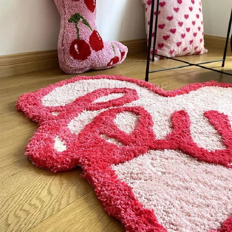 Pink Love Shaped Rug