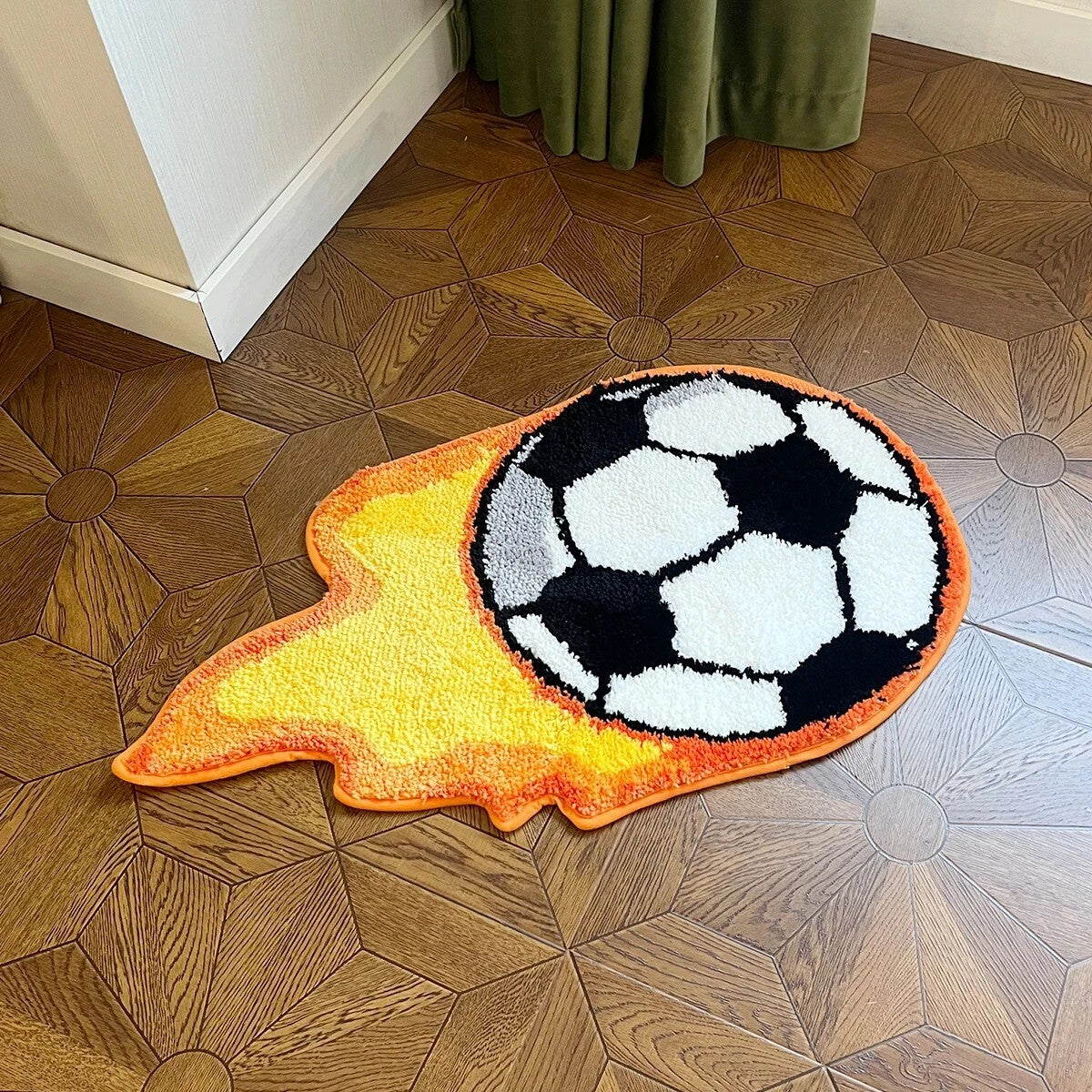 Fire Soccer Ball Rug