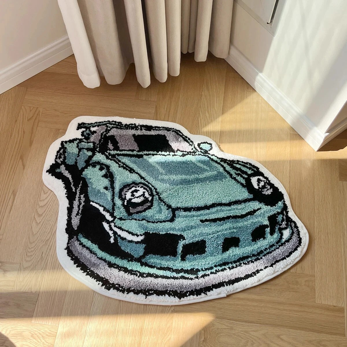 Green 911 Sports Car Rug
