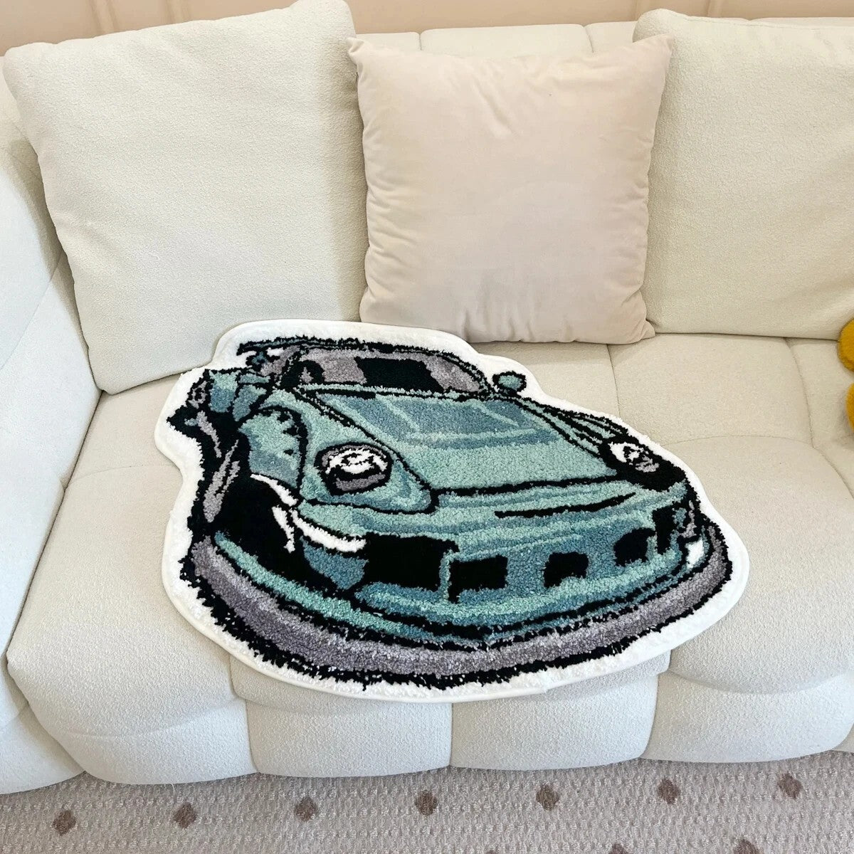 Green 911 Sports Car Rug