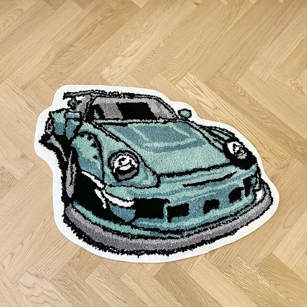 Green 911 Sports Car Rug