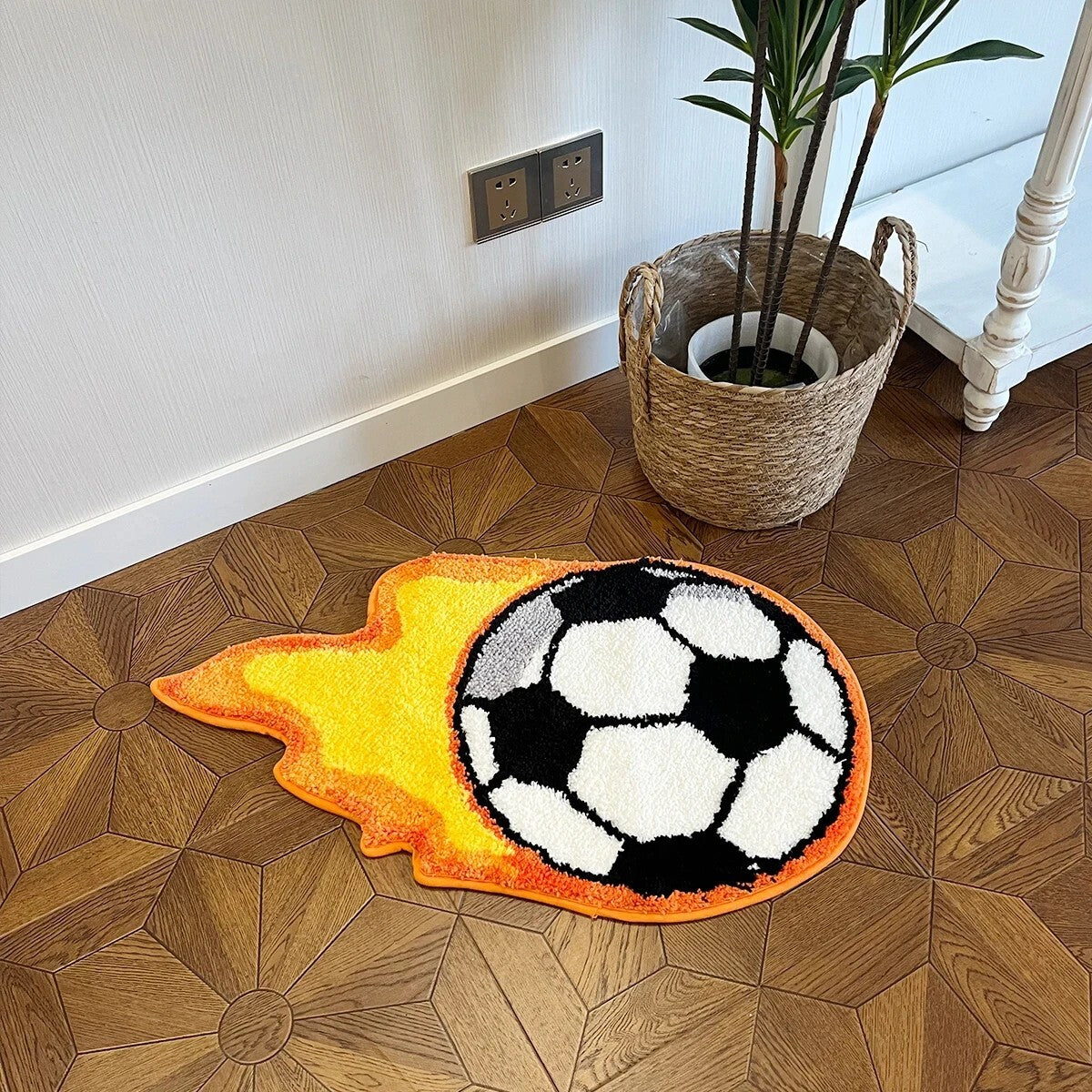 Fire Soccer Ball Rug