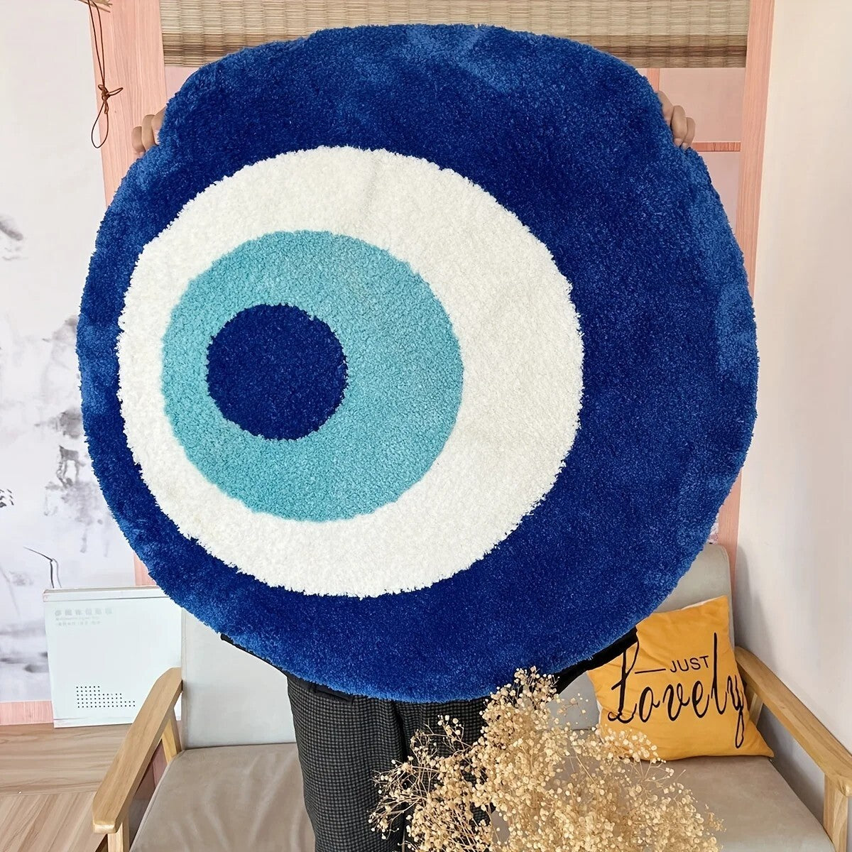 Blue Evil Eye Round Rug