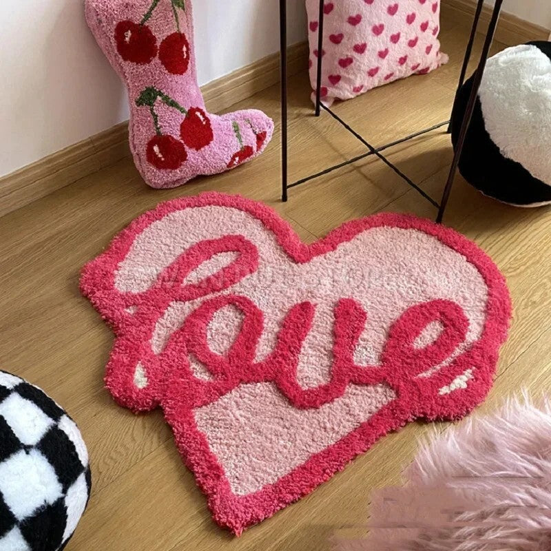 Pink Love Shaped Rug