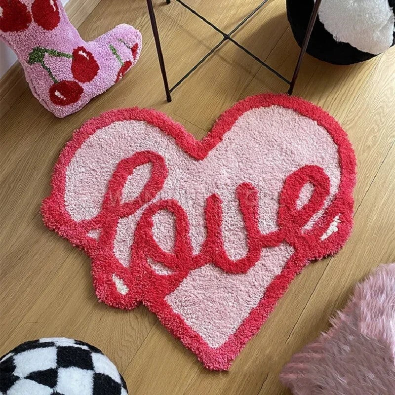 Pink Love Shaped Rug