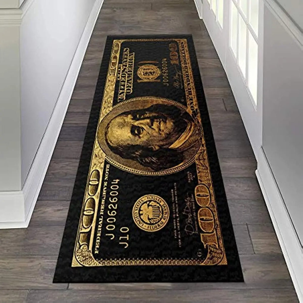 Golden Hundred Dollar Bill Rug
