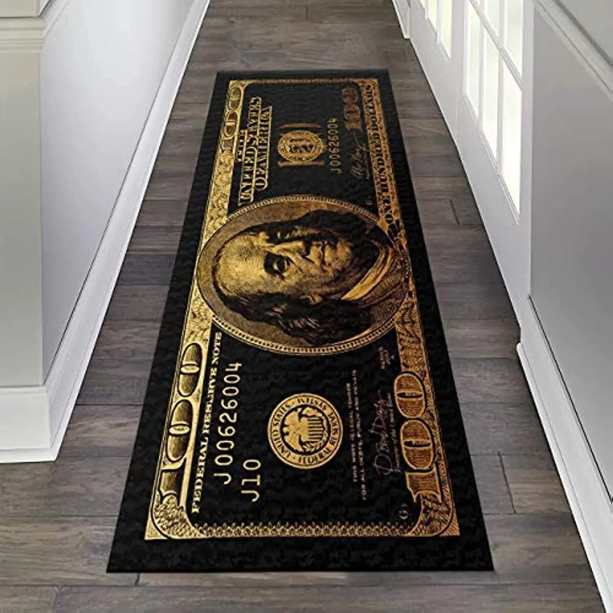 Golden Hundred Dollar Bill Rug