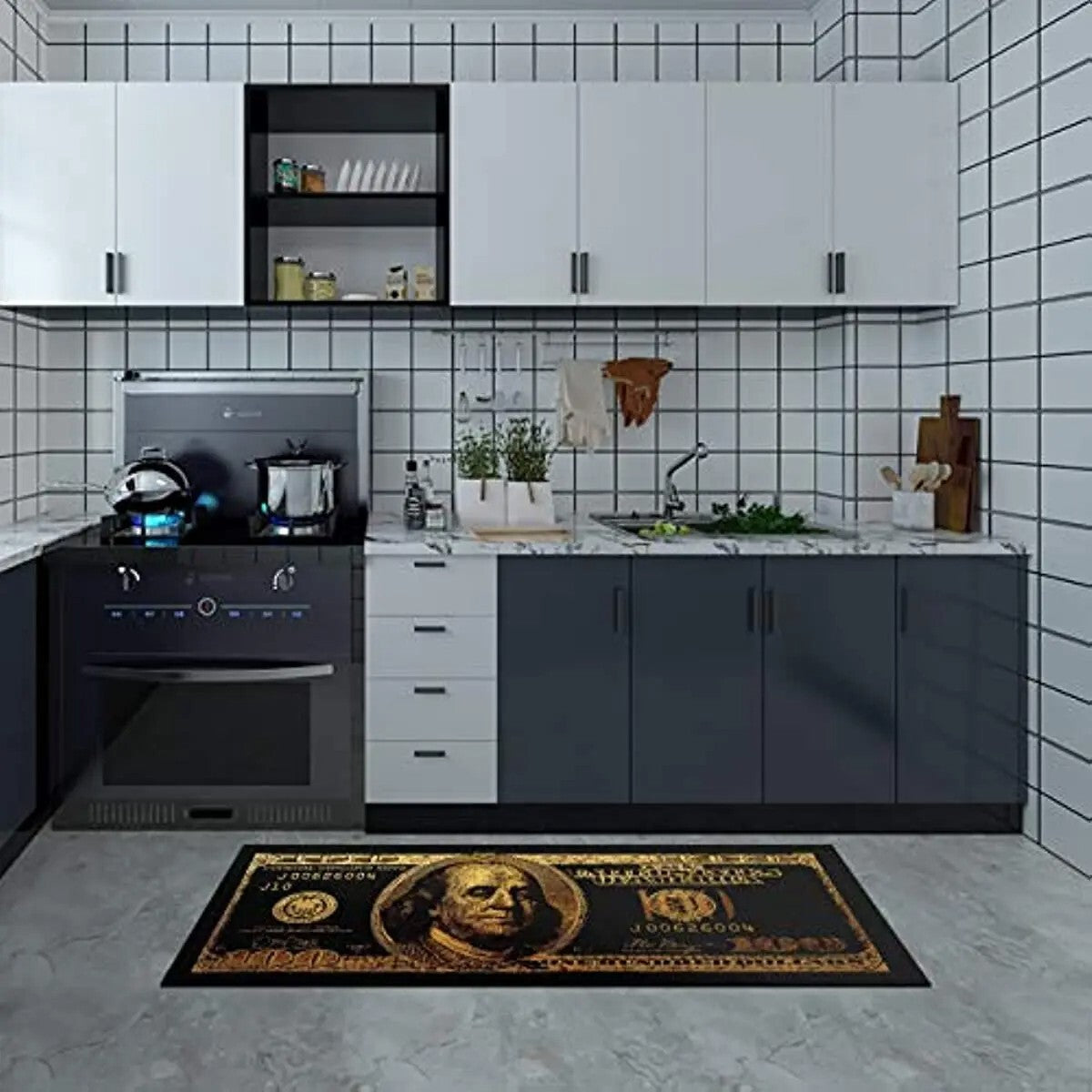 Golden Hundred Dollar Bill Rug