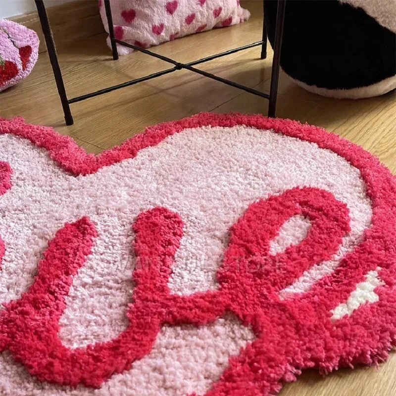 Pink Love Shaped Rug