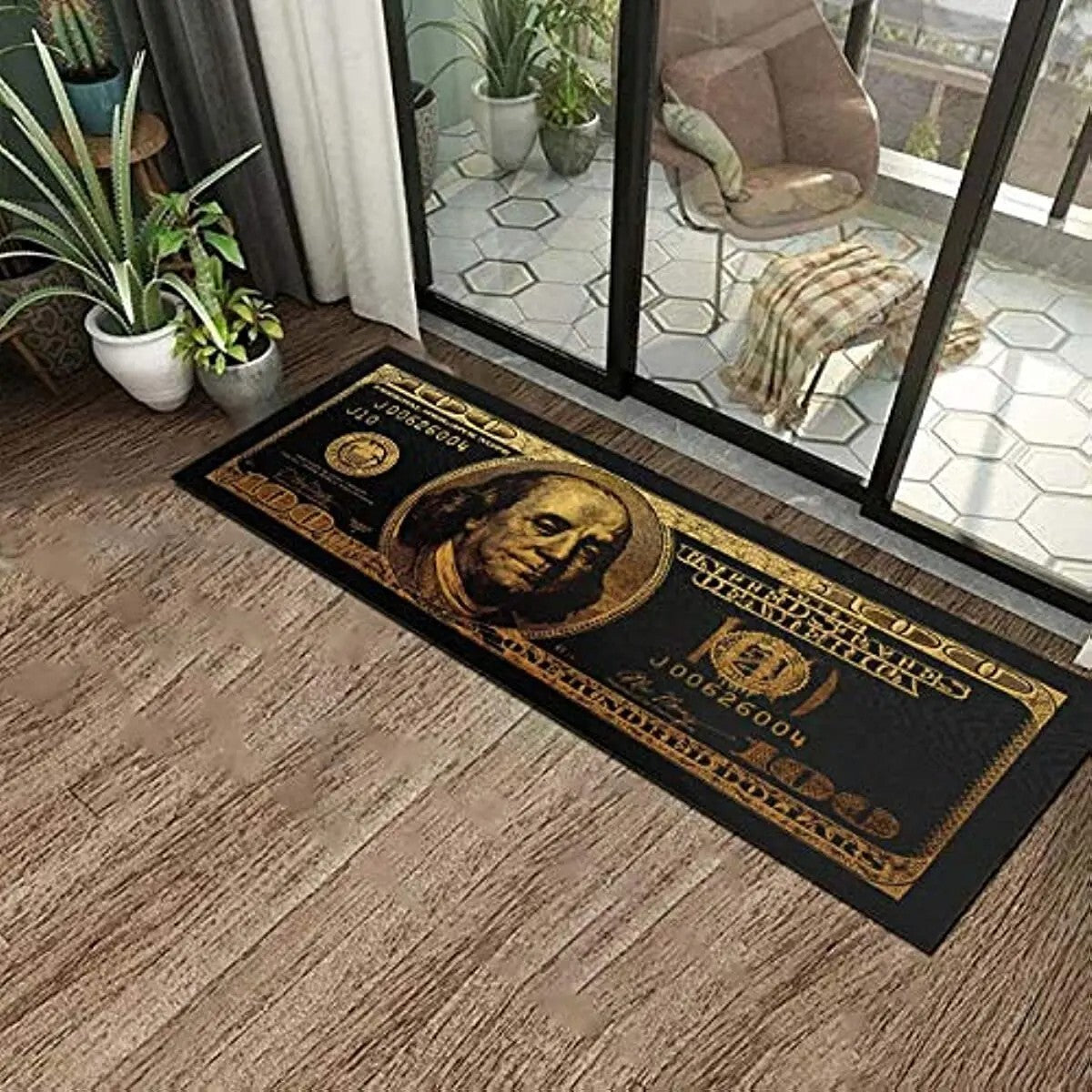 Golden Hundred Dollar Bill Rug